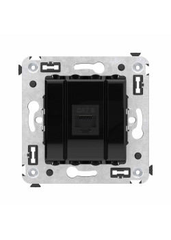 Компьютерная розетка RJ-45 без шторки в стену, кат.6 одинарная, Avanti, черный квадрат