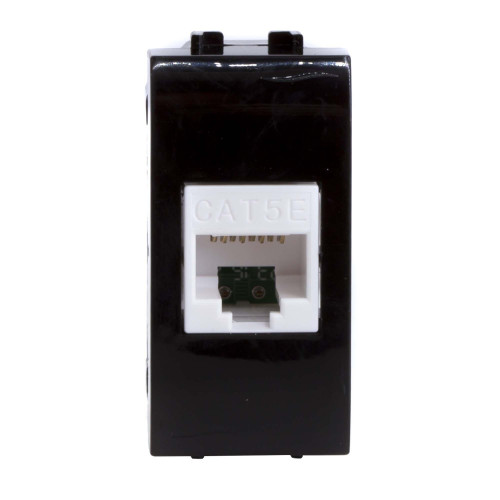 Компьютерная розетка RJ45 кат.5e, Brava, черная, 1мод