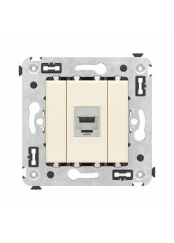 Компьютерная розетка RJ-45 без шторки в стену, кат.6A одинарная  экранированная, Avanti, ванильная дымка