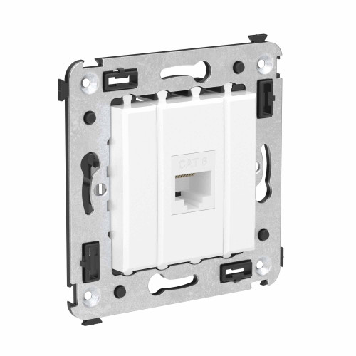 Компьютерная розетка RJ-45 без шторки в стену, кат.6 одинарная, Avanti, белое облако