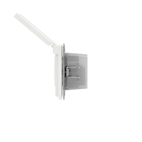 Розетка силовая, 2P+E, с з/ш, с крышкой, IP44, KANT, белая магнолия
