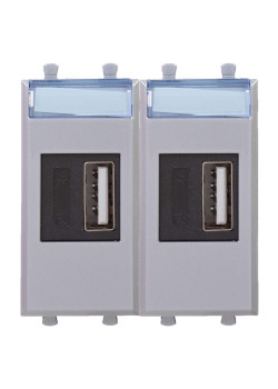 USB зарядное устройство модульное, Avanti, закаленная сталь, 2модуля, 2.1 А