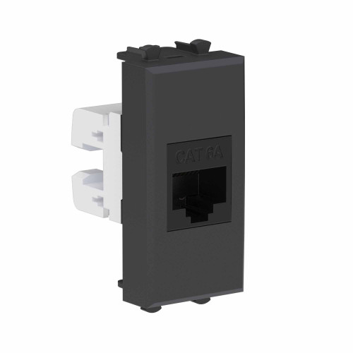 Компьютерная розетка RJ-45 без шторки модульная, кат.6А, Avanti, черный матовый, 1 модуль