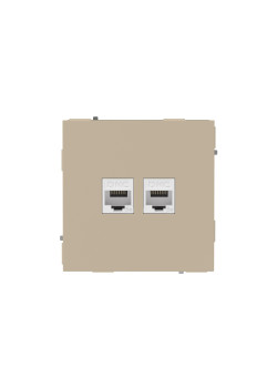 Компьютерная розетка RJ-45 без шторки, кат.5е двойная, KANT, ванильный марципан