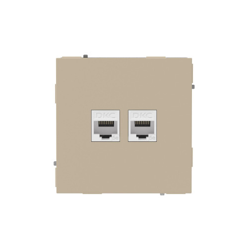 Компьютерная розетка RJ-45 без шторки, кат.5е двойная, KANT, ванильный марципан