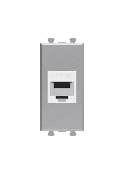 Компьютерная розетка RJ-45 без шторки модульная, кат.5е, Avanti, закаленная сталь, 1 модуль