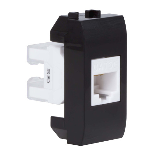 Компьютерная розетка RJ45 кат.5e, Brava, черная, 1мод