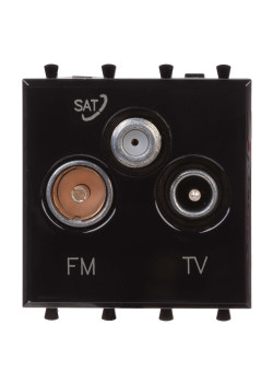Розетка TV-FM-SAT модульная, Avanti, черный квадрат, 2 модуля