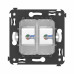 Телефонная розетка RJ-12 без шторки в стену двойная, Avanti, белое облако
