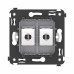 Компьютерная розетка RJ-45 без шторки в стену, кат.6 двойная, Avanti, закаленная сталь