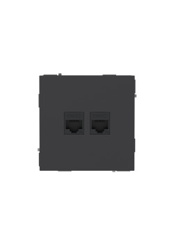 Компьютерная розетка RJ-45 без шторки, кат.5е двойная, KANT, черный уголь