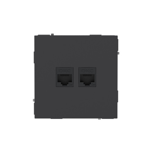 Компьютерная розетка RJ-45 без шторки, кат.5е двойная, KANT, черный уголь