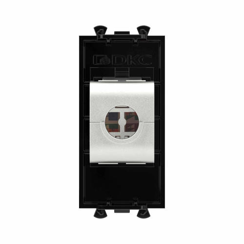 Компьютерная розетка RJ-45 без шторки модульная, кат.6А экранированная, Avanti, черный квадрат, 1 модуль