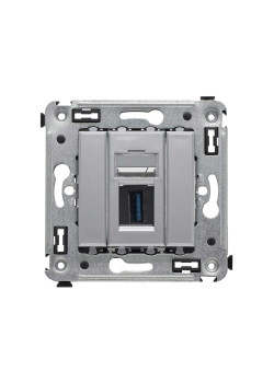 USB 3.0 розетка одинарная в стену, тип А-А, Avanti, закаленная сталь