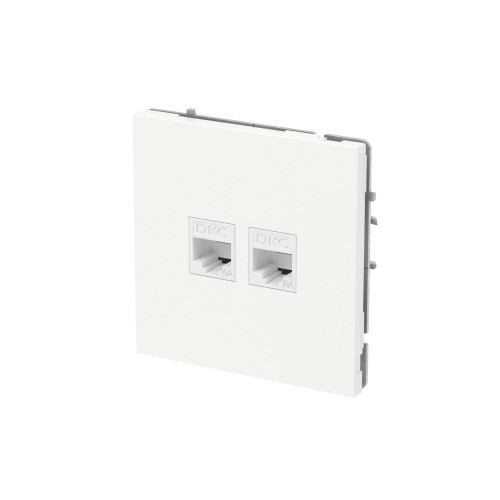 Компьютерная розетка RJ-45 без шторки, кат.6А двойная, KANT, белая магнолия