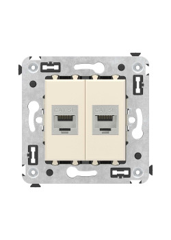 Компьютерная розетка RJ-45 без шторки в стену, кат.5e двойная экранированная, Avanti, ванильная дымка
