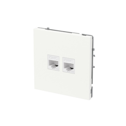 Компьютерная розетка RJ-45 без шторки, кат.5е двойная, KANT, белая магнолия