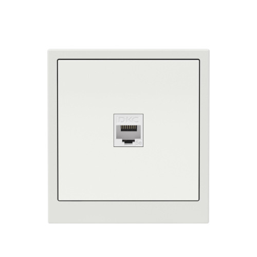 Компьютерная розетка RJ-45 без шторки, кат.5е одинарная, KANT, белый песок