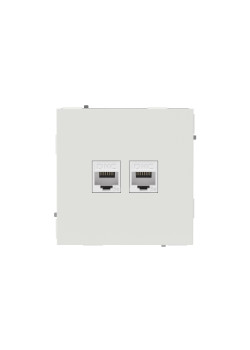 Компьютерная розетка RJ-45 без шторки, кат.5е двойная, KANT, белый песок
