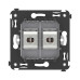 Компьютерная розетка RJ-45 без шторки в стену, кат.5e двойная экранированная, Avanti, закаленная сталь Компьютерная розетка RJ-45 без шторки в стену, кат.5e двойная экранированная, Avanti, закаленная сталь