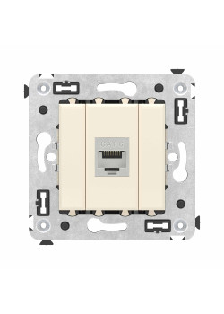 Компьютерная розетка RJ-45 без шторки в стену, кат.6 одинарная экранированная, Avanti, ванильная дымка