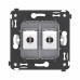 Компьютерная розетка RJ-45 без шторки в стену, кат.6А двойная, Avanti, закаленная сталь Компьютерная розетка RJ-45 без шторки в стену, кат.6А двойная, Avanti, закаленная сталь