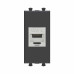 Компьютерная розетка RJ-45 без шторки модульная, кат.6 экранированная, Avanti, черный матовый, 1 модуль