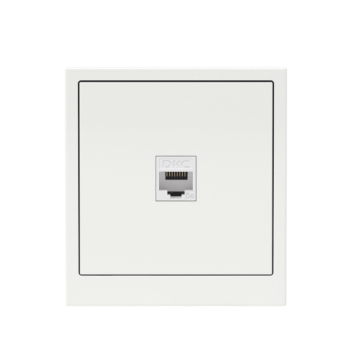 Компьютерная розетка RJ-45 без шторки, кат.5е одинарная, KANT, белая магнолия