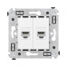 Компьютерная розетка RJ-45 без шторки в стену, кат.5е двойная, Avanti, белое облако