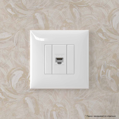 Компьютерная розетка RJ-45 без шторки в стену, кат.6 одинарная, Avanti, белое облако