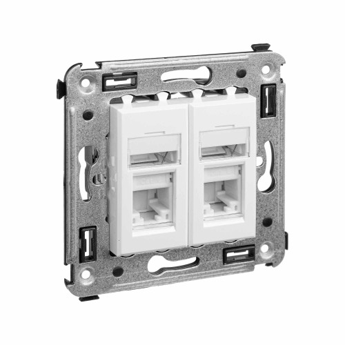 Компьютерная розетка RJ-45 в стену, кат.6 двойная,