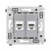 Компьютерная розетка RJ-45 без шторки в стену, кат.6 двойная, Avanti, закаленная сталь