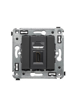 HDMI розетка одинарная в стену, тип А-А, Avanti, черный матовый
