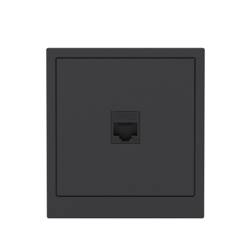 Компьютерная розетка RJ-45 без шторки, кат.5е одинарная, KANT, черный уголь