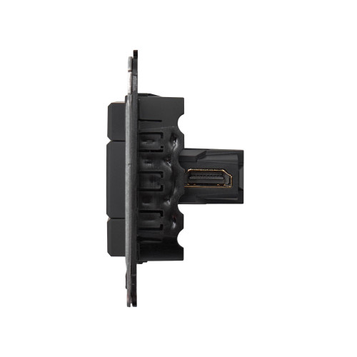 HDMI розетка одинарная в стену, тип А-А, Avanti, черный матовый