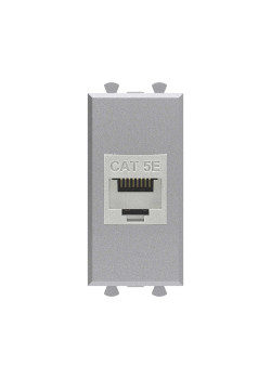 Компьютерная розетка RJ-45 без шторки модульная, кат.5е экранированная, Avanti, закаленная сталь, 1 модуль