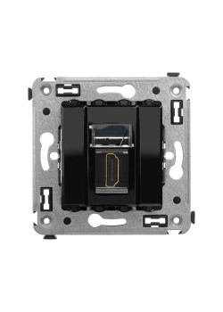 HDMI розетка одинарная в стену, тип А-А, Avanti, черный квадрат