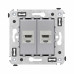 Компьютерная розетка RJ-45 без шторки в стену, кат.6 двойная экранированная, Avanti, закаленная сталь