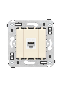 Компьютерная розетка RJ-45 без шторки в стену, кат.5е одинарная, Avanti, ванильная дымка