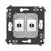 Компьютерная розетка RJ-45 без шторки в стену, кат.6A двойная, Avanti, белое облако