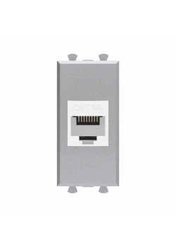 Компьютерная розетка RJ-45 без шторки модульная, кат.6А, Avanti, закаленная сталь, 1 модуль
