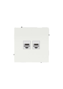 Компьютерная розетка RJ-45 без шторки, кат.6А двойная, KANT, белая магнолия