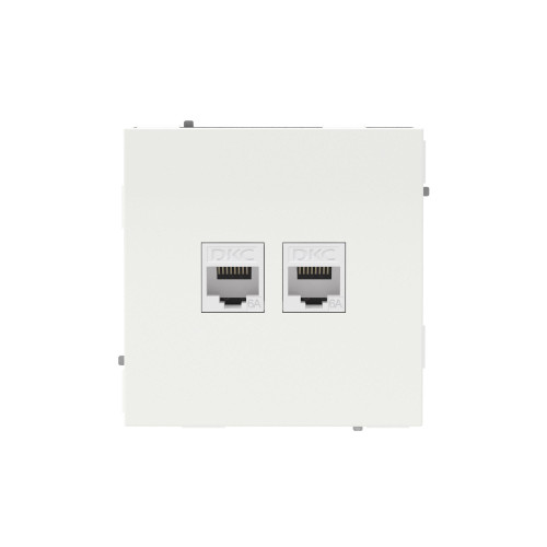 Компьютерная розетка RJ-45 без шторки, кат.6А двойная, KANT, белая магнолия