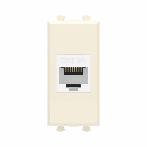 Компьютерная розетка RJ-45 без шторки модульная, кат.6А, Avanti, ванильная дымка, 1 модуль
