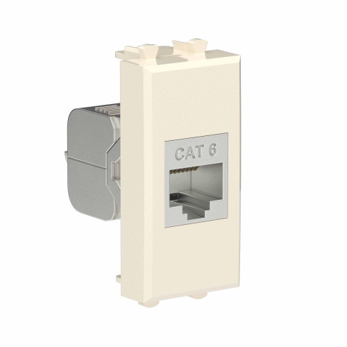 Компьютерная розетка RJ-45 без шторки модульная, кат.6 экранированная, Avanti, ванильная дымка, 1 модуль