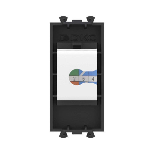 Компьютерная розетка RJ-45 без шторки модульная, кат.5е, Avanti, черный матовый, 1 модуль