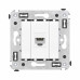 Компьютерная розетка RJ-45 без шторки в стену, кат.6A одинарная, Avanti, белое облако
