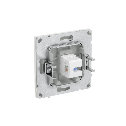 Компьютерная розетка RJ-45 без шторки, кат.6А одинарная,KANT, белый песок