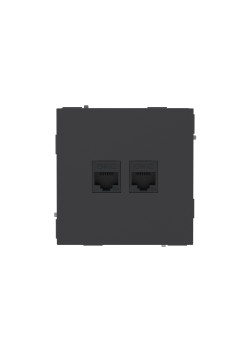 Компьютерная розетка RJ-45 без шторки, кат.6А двойная, KANT, черный уголь