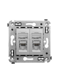 Компьютерная розетка RJ-45 в стену, кат.5e двойная экранированная, Avanti, закаленная сталь